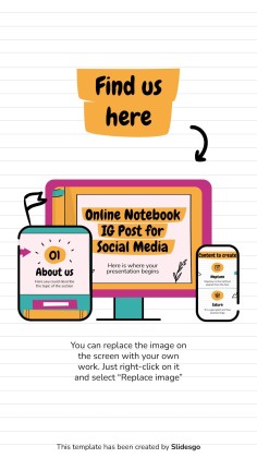 Online Notebook IG Post for Social Media presentation template 