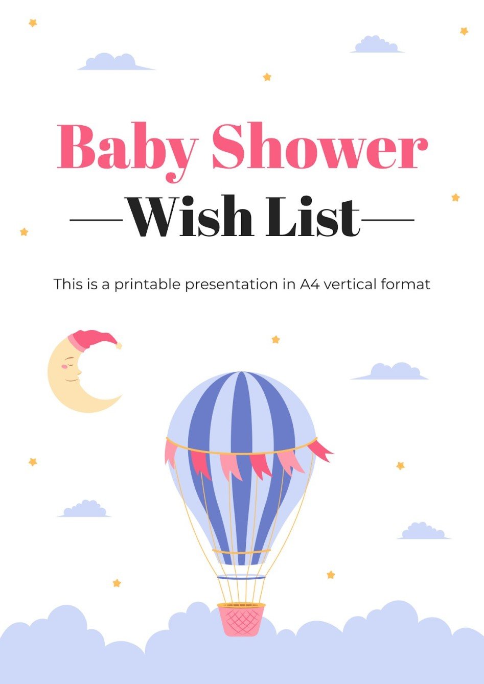 Lista de regalos para baby shower Google Slides y PPT