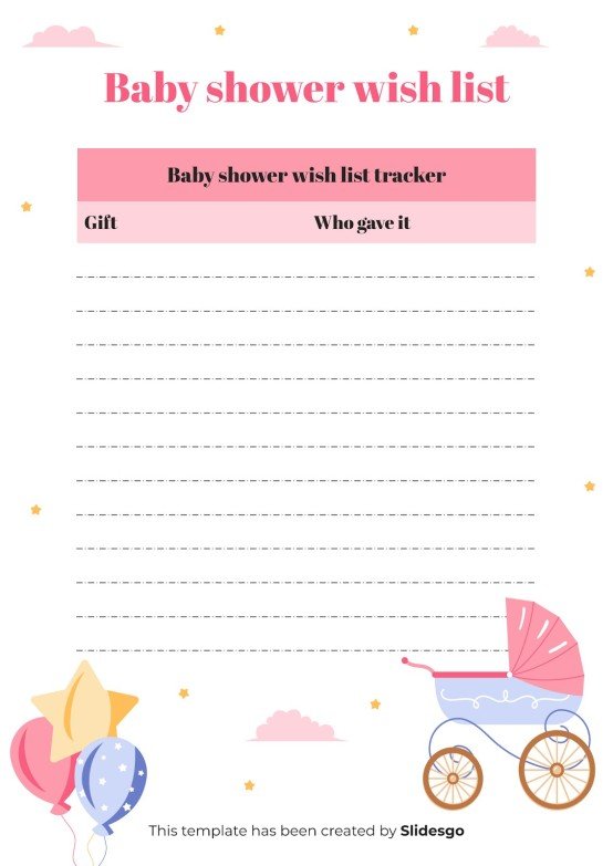 Baby Shower Wish List Google Slides & PowerPoint