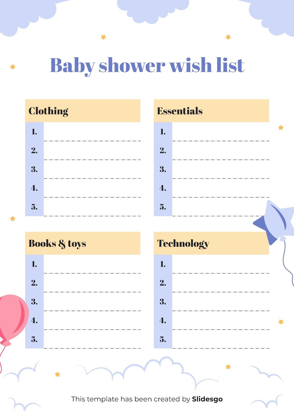 Baby Shower Wish List Google Slides & PowerPoint