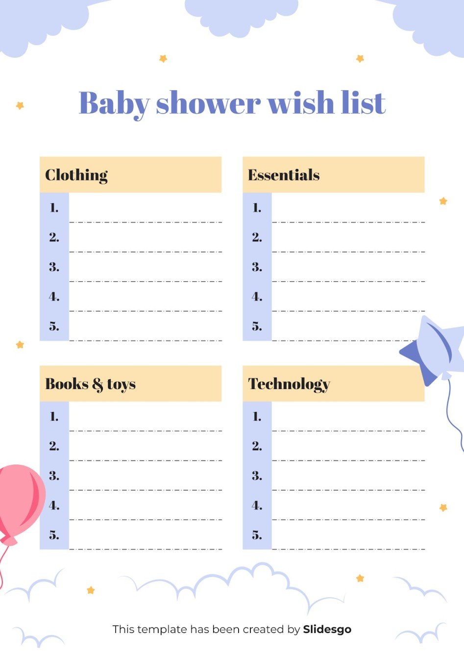 Baby Shower Wish List Google Slides & PowerPoint