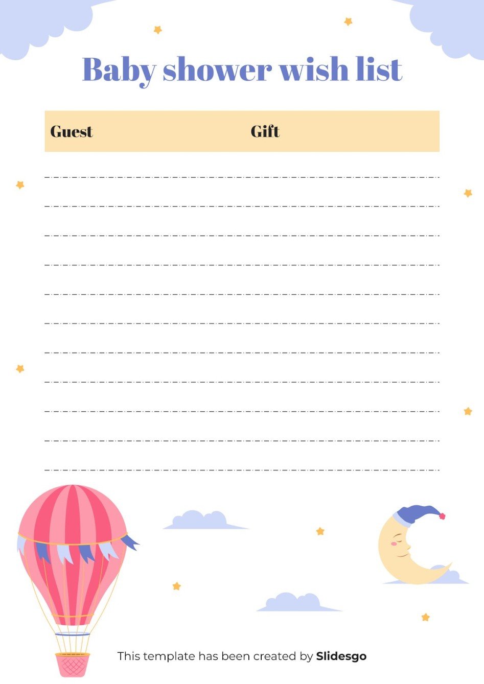 Baby Shower Wish List | Google Slides &amp; PowerPoint