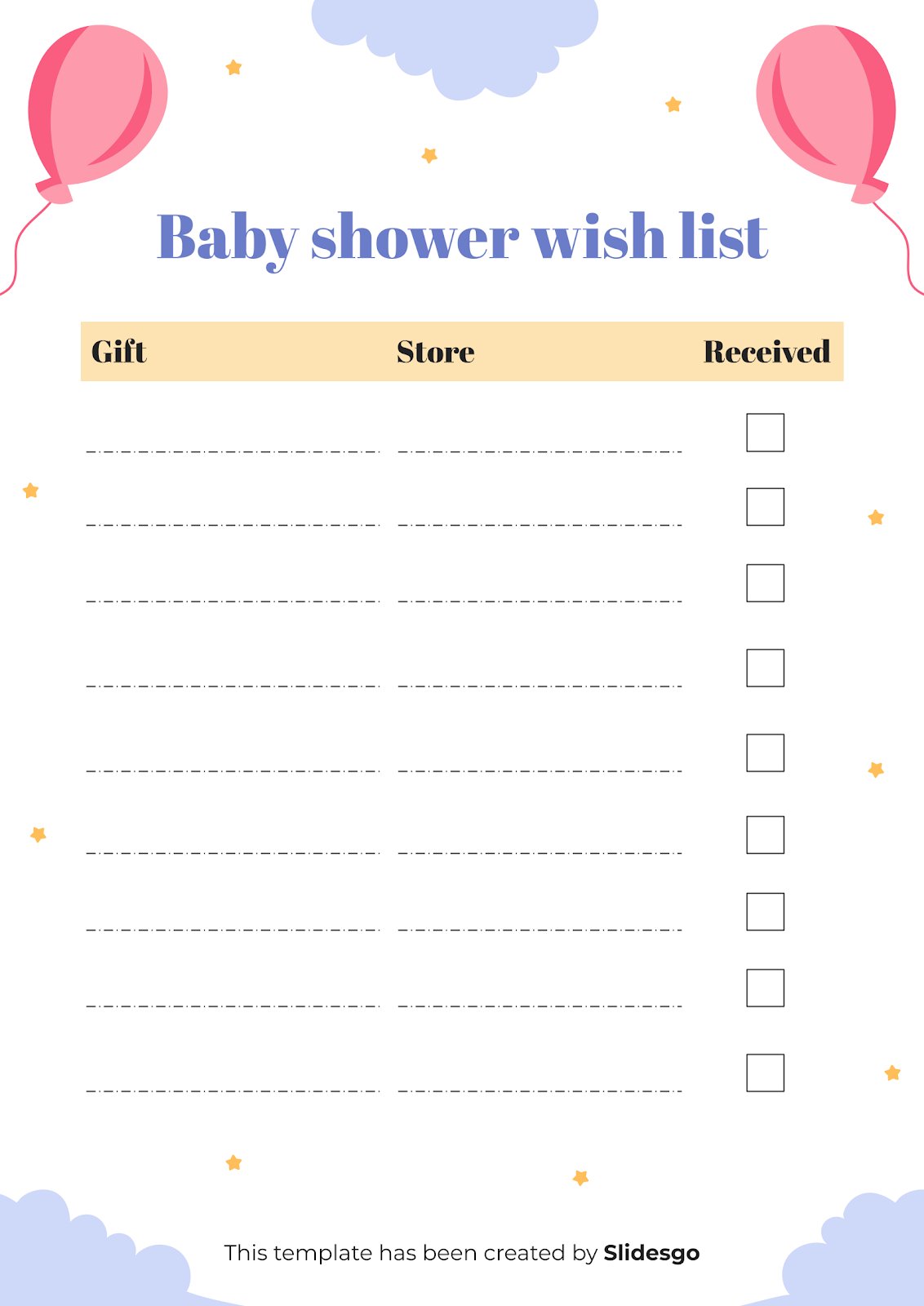 Baby Shower Wish List Google Slides & PowerPoint