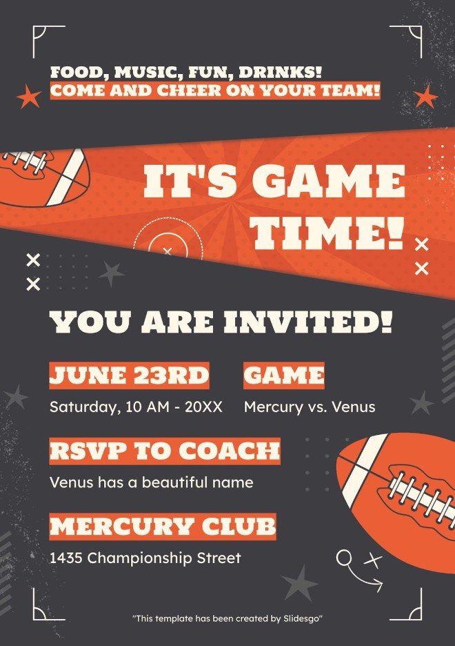 American Football Championship Party Invitation