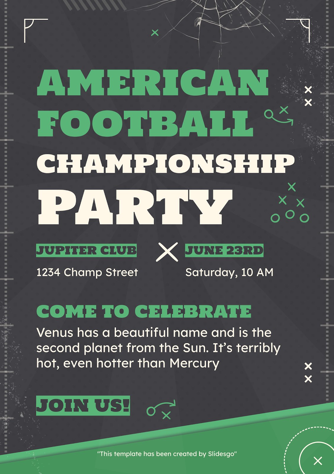 American Football Championship Party Invitation