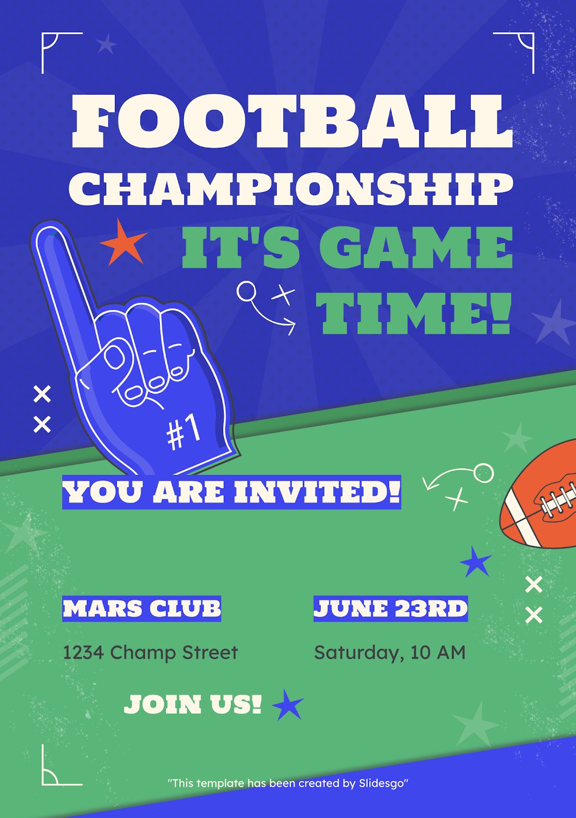 American Football Championship Party Invitation
