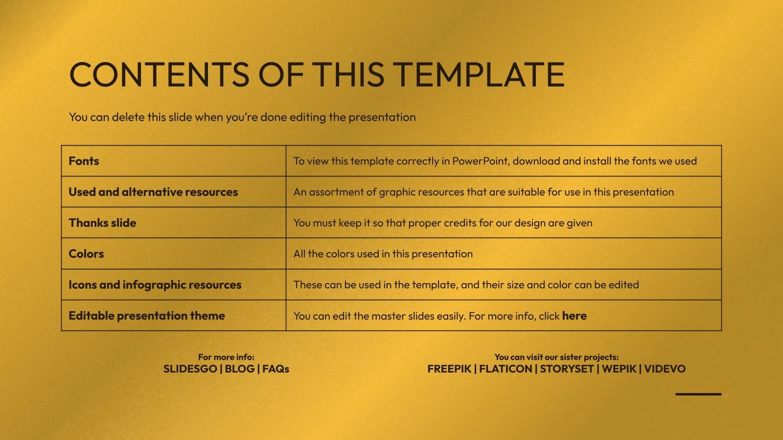 Simple Golden Chrome Pitch Deck Basic Template