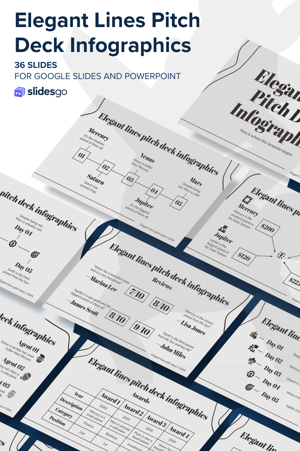 Elegant Lines Pitch Deck Infographics | Google Slides & PPT