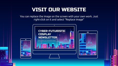 Cyber-Futuristic Cosplay Newsletter presentation template 