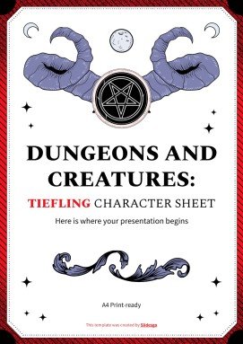 Dungeons and Creatures: Tiefling Character Sheet