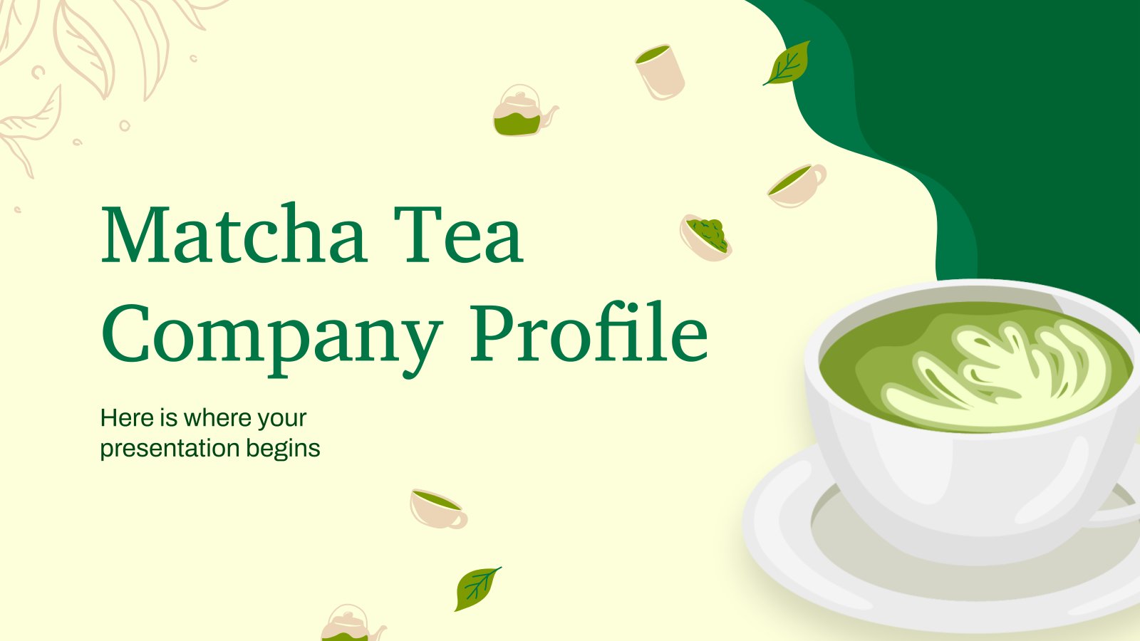 Plantilla de presentación Perfil de la empresa de té matcha