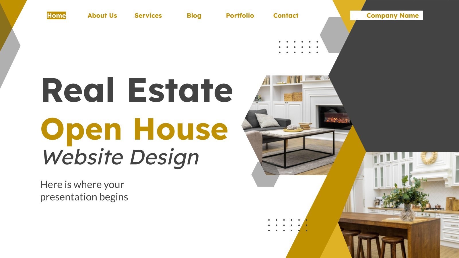 Real Estate Open House Website Design presentation template 