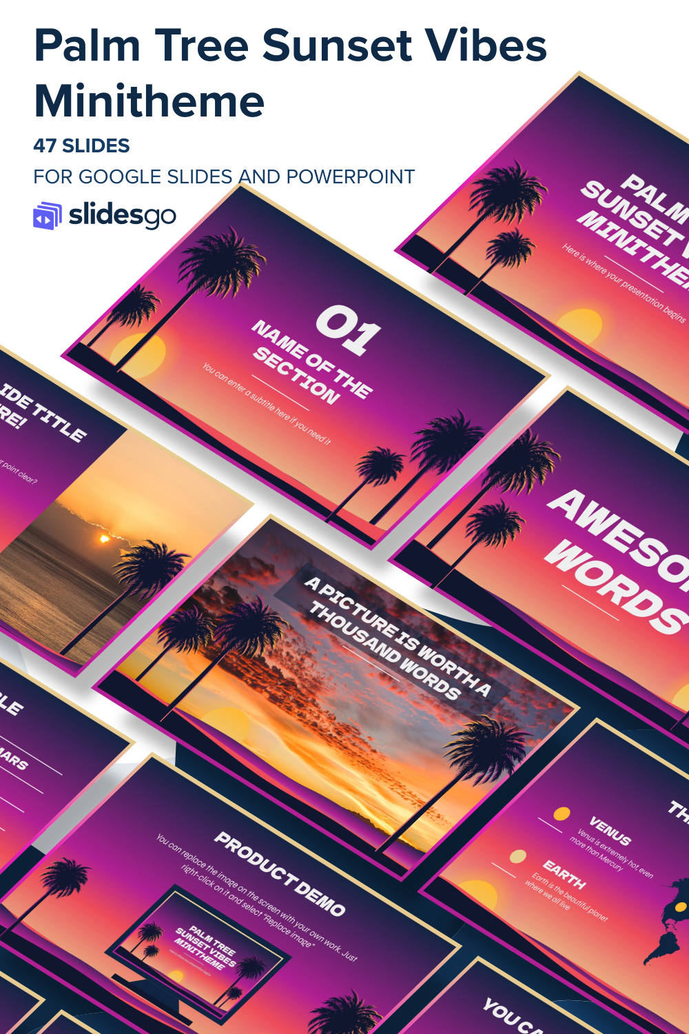Palm Tree Sunset Vibes Minitheme | Google Slides & PPT