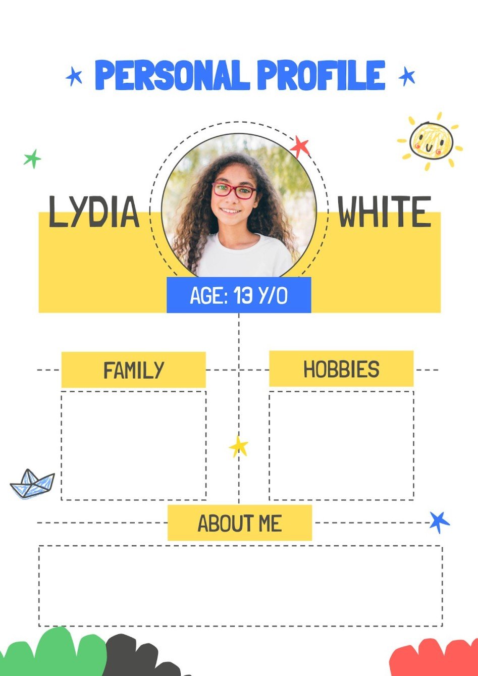 Personal Profile Printable Worksheets for Elementary