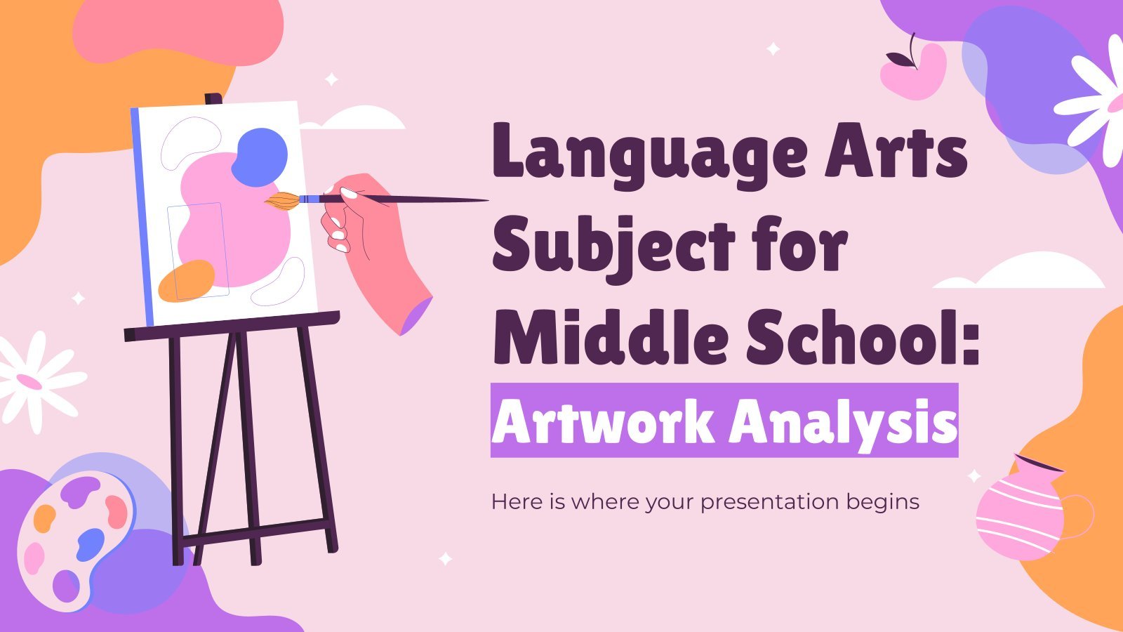 Language Arts Subject for Middle School: Artwork Analysis presentation template 