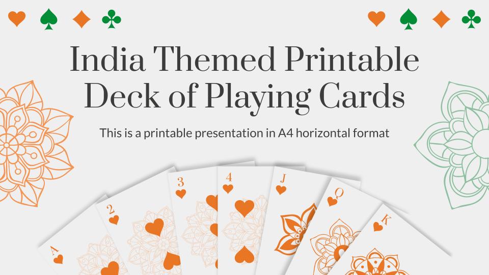 India Themed Printable Deck of Playing Cards