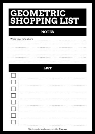 Printable Geometric Style Shopping List Theme presentation template 