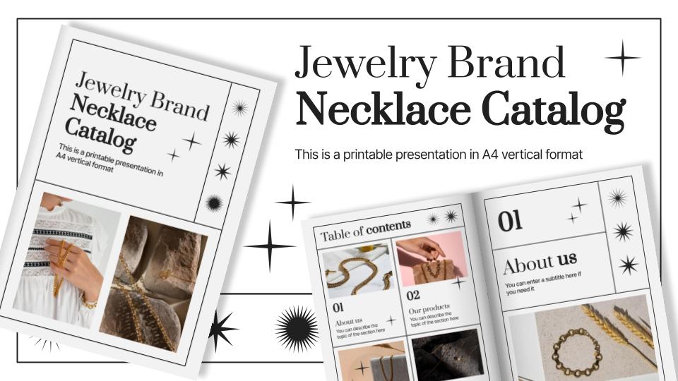 Catálogo de marca de colares Google Slides e PowerPoint