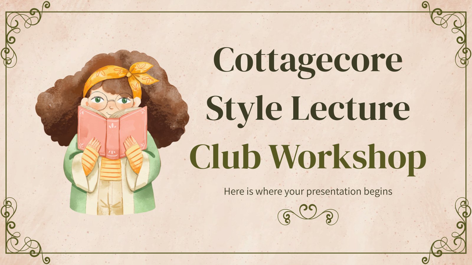 Plantilla de presentación Taller: club de lectura estilo cottagecore