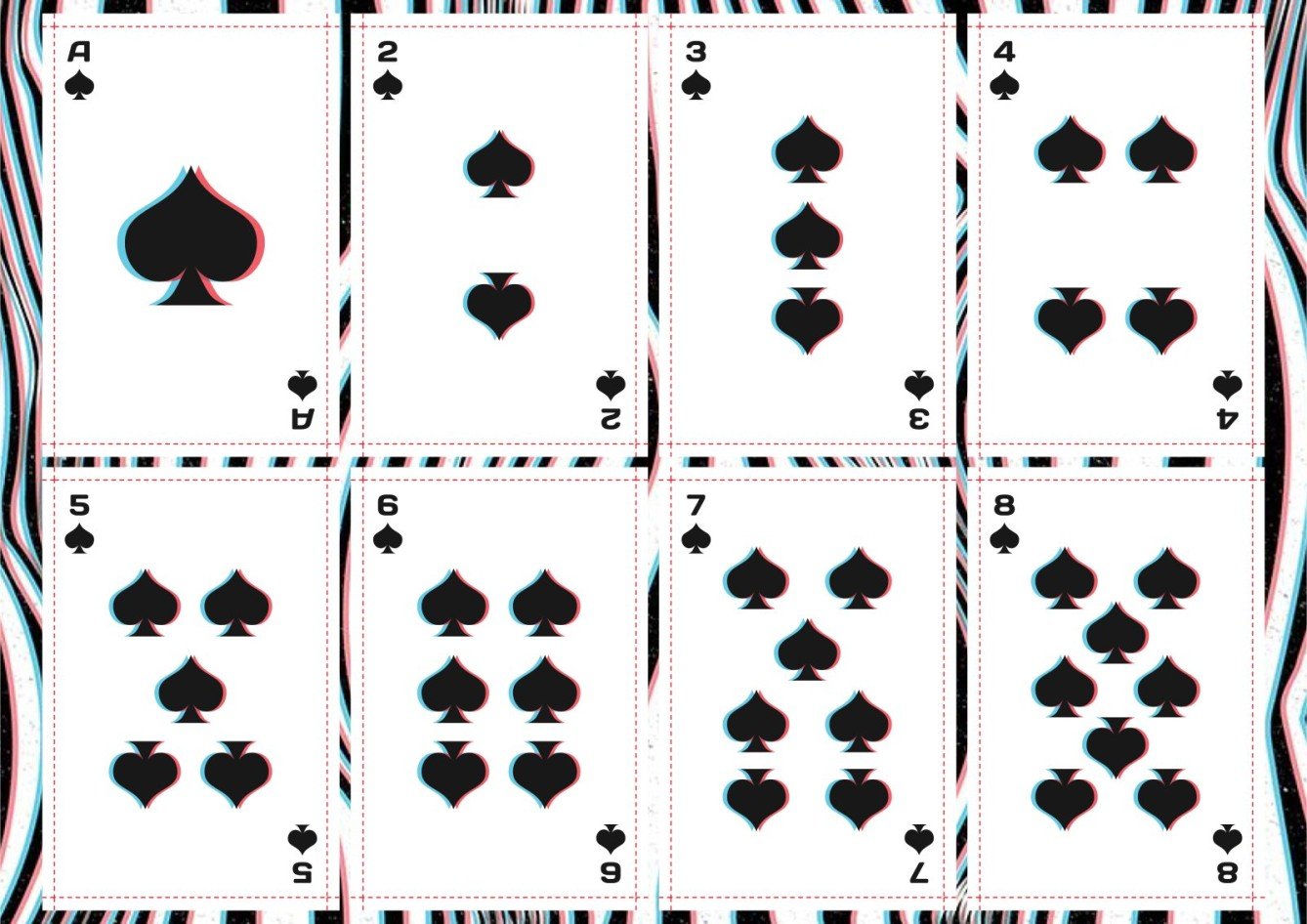Wavy Style Printable Deck of Playing Cards Google Slides