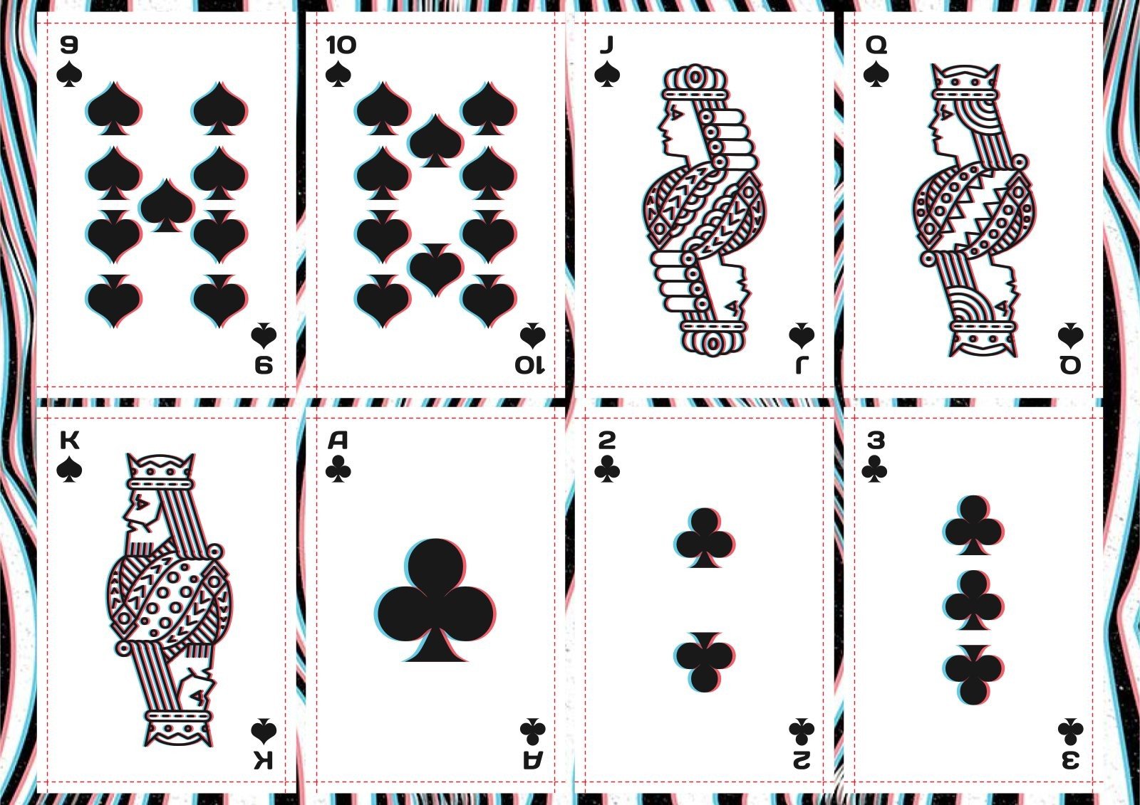 Wavy Style Printable Deck of Playing Cards Google Slides