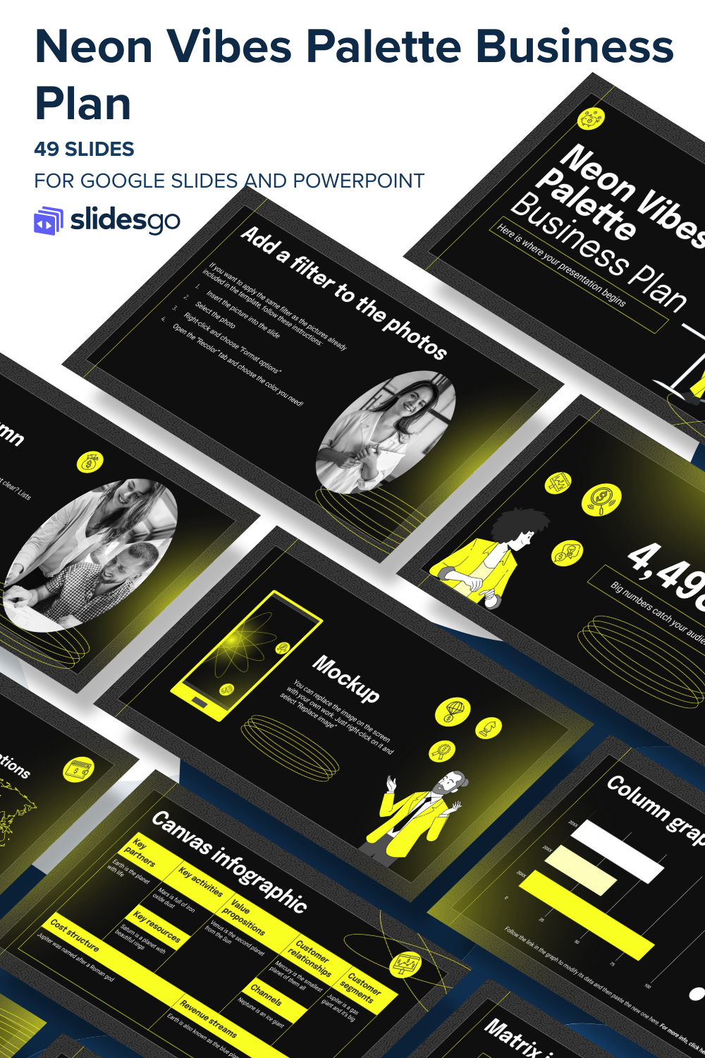 Neon Vibes Palette Business Plan | Google Slides & PPT