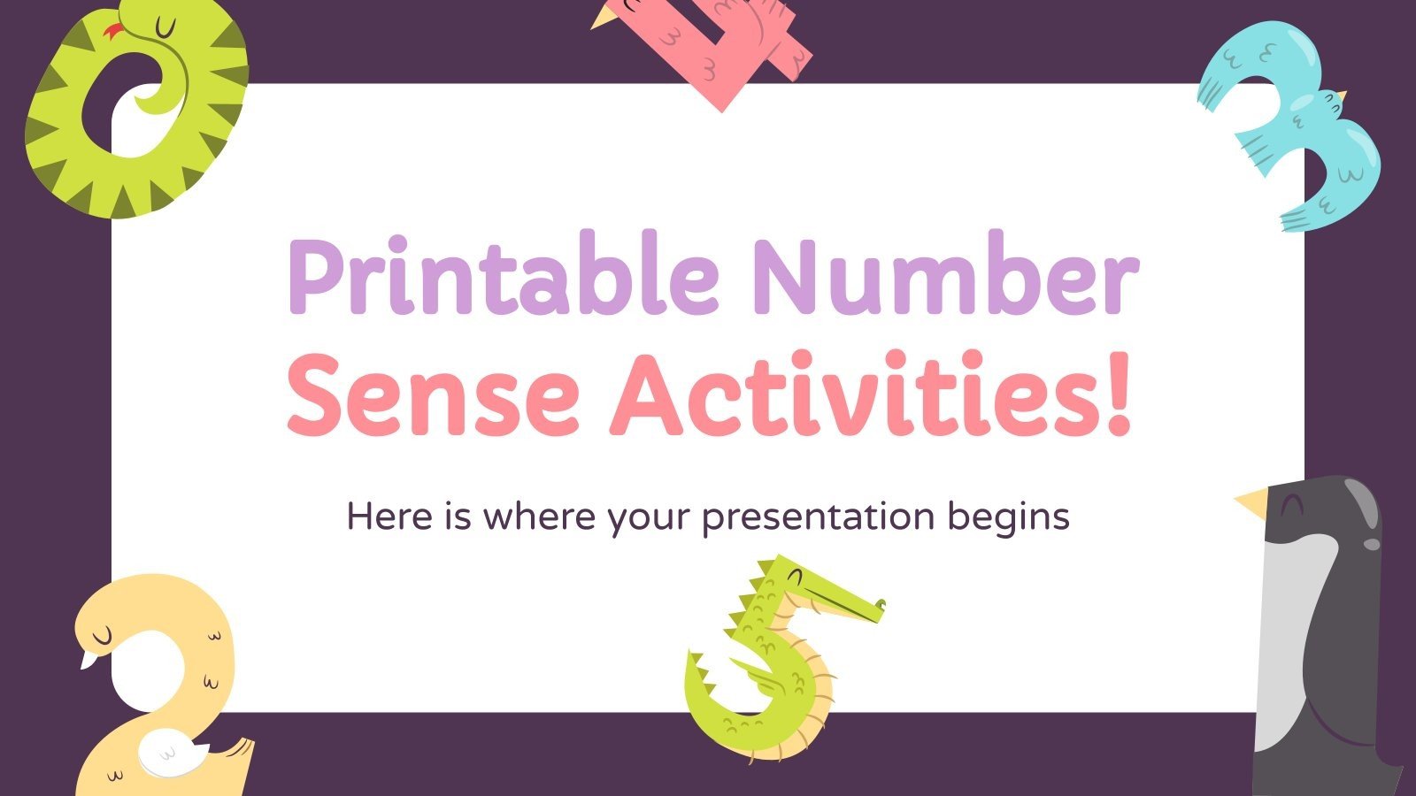 Printable Number Sense Activities! presentation template 