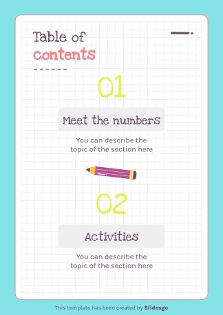 Modelo de apresentação Atividades imprimíveis dos números para pré-escolar