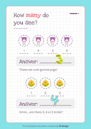 Modelo de apresentação Atividades imprimíveis dos números para pré-escolar