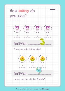 Modelo de apresentação Atividades imprimíveis dos números para pré-escolar