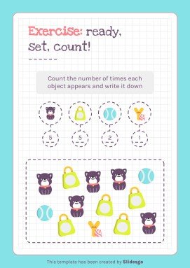 Modelo de apresentação Atividades imprimíveis dos números para pré-escolar