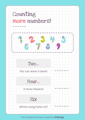 Modelo de apresentação Atividades imprimíveis dos números para pré-escolar