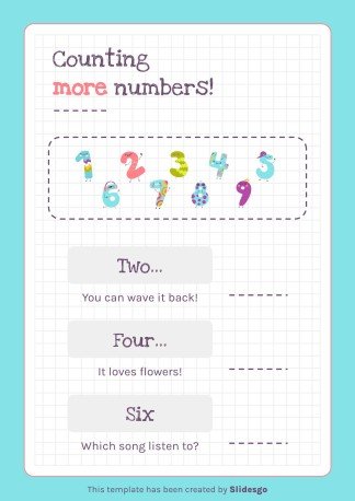 Modelo de apresentação Atividades imprimíveis dos números para pré-escolar