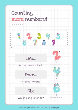 Modelo de apresentação Atividades imprimíveis dos números para pré-escolar