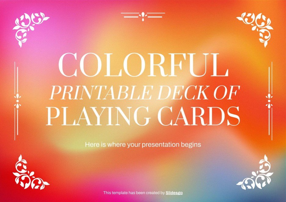 Colorful Printable Deck of Playing Cards Google Slides