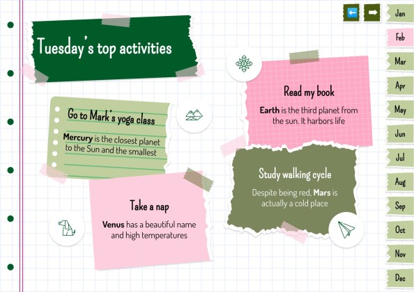 Plantilla de presentación Agenda anual estilo libro de recortes