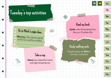 Plantilla de presentación Agenda anual estilo libro de recortes