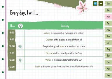 Plantilla de presentación Agenda anual estilo libro de recortes