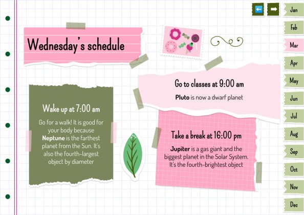 Plantilla de presentación Agenda anual estilo libro de recortes