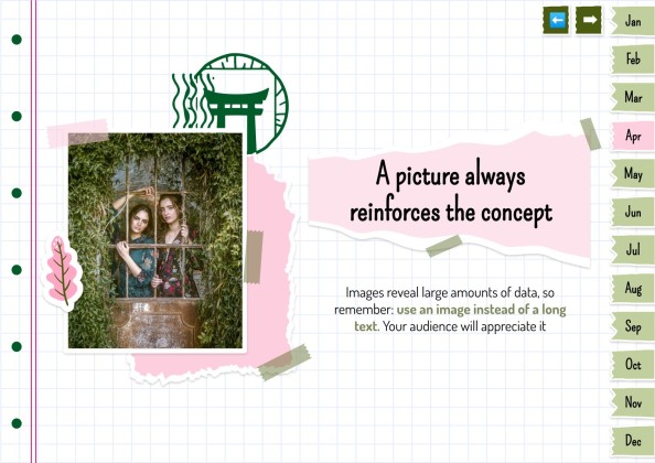 Plantilla de presentación Agenda anual estilo libro de recortes