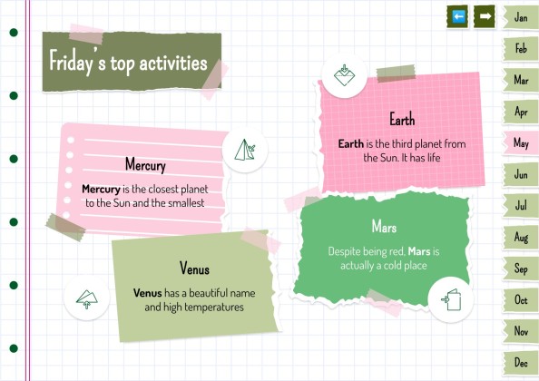 Plantilla de presentación Agenda anual estilo libro de recortes