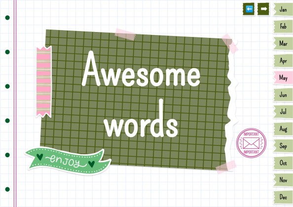 Plantilla de presentación Agenda anual estilo libro de recortes