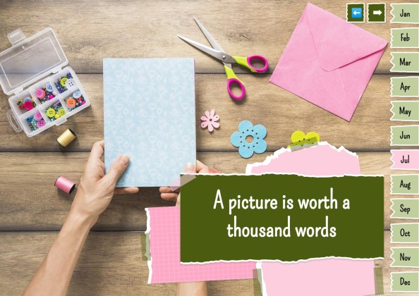 Plantilla de presentación Agenda anual estilo libro de recortes