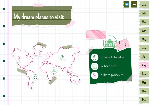 Plantilla de presentación Agenda anual estilo libro de recortes