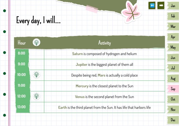 Plantilla de presentación Agenda anual estilo libro de recortes