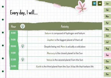 Plantilla de presentación Agenda anual estilo libro de recortes