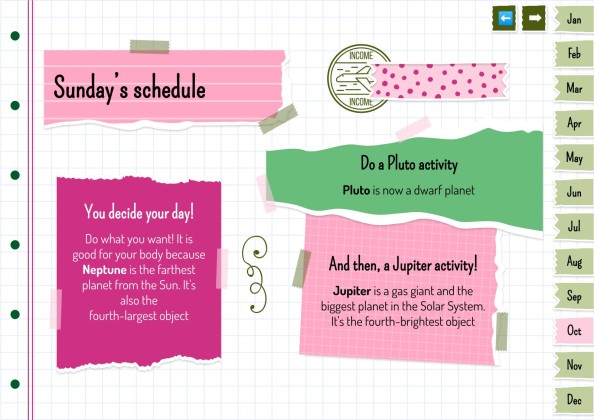 Plantilla de presentación Agenda anual estilo libro de recortes