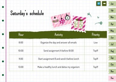 Plantilla de presentación Agenda anual estilo libro de recortes
