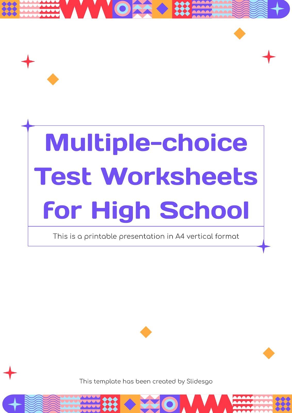 Multiple-choice Test Worksheets for High School presentation template 