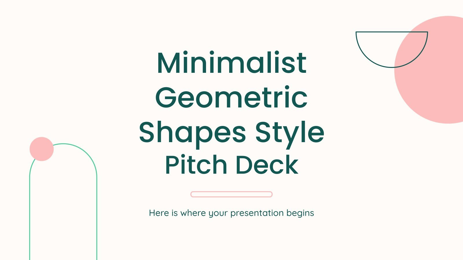 Modelo de apresentação Pitch deck minimalista com formas geométricas